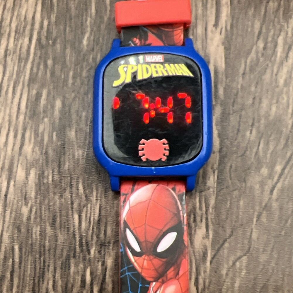 Marvel Spiderman Kids And All Ages LED Touch Watch Spider Band Works 7”